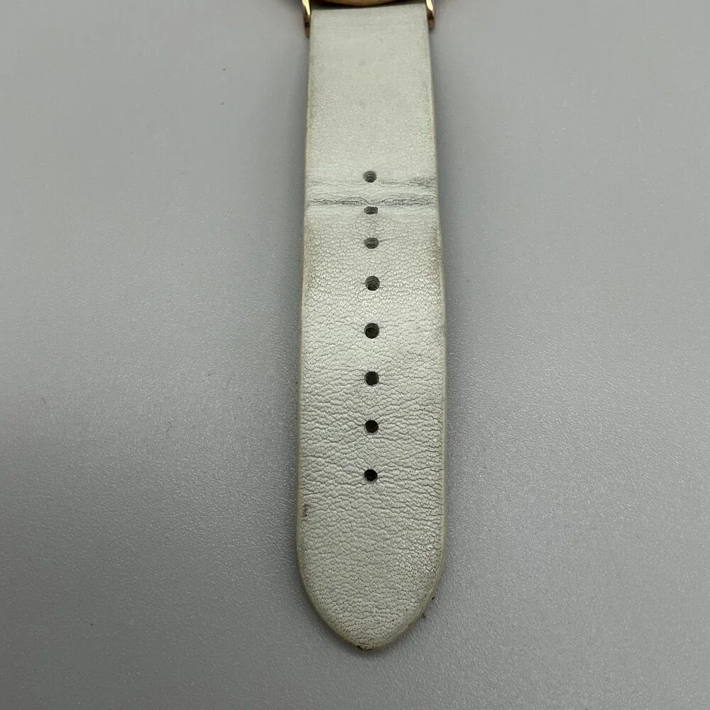 Arvo Mens Watch 40mm White Day Date The Awristacrat Leather Red Gold New Battery